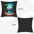 thumbnail image 6 of Set of 2 18x18in Throw Pillow Covers - Tropical Landscape Design with Moonlit Palm Trees Perfect for Couch Bed or Car Decor, 6 of 8