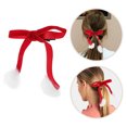thumbnail image 2 of par de pinzas navideñas para el pelo con pompones para niñas, accesorios con borlas, elegantes adornos para el pelo para mujeres, 2 of 7
