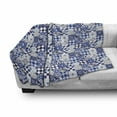 thumbnail image 3 of Antique Soft Flannel Fleece Blanket, Vintage Patchwork Inspired Mosaic Tile Pattern Traditional Classic Design, Cozy Plush for Indoor and Outdoor Use, 60" x 80", Blue Navy Blue White, by Ambesonne, 3 of 6