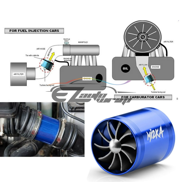 Universal 2.5 Turbo Cold Air Intake Turbonator Hose Single Fan Fuel Gas  Saver 