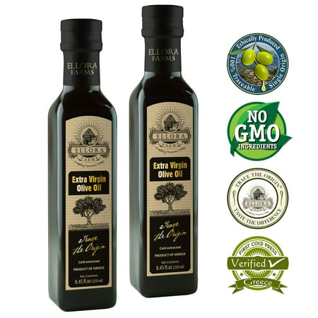 Ellora Farms® Single Origin | Traceable & Cold Pressed |  Millers Reserve Black Label Extra Virgin Olive Oil | Dark 8.45 oz glass bottles (2
