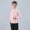 thumbnail image 5 of Oxford Dress Shirts for Boys Striped Long Sleeve Collared Button Up Shirt with Chest Pocket School Uniform (7-8 Years, Pink 01), 5 of 7