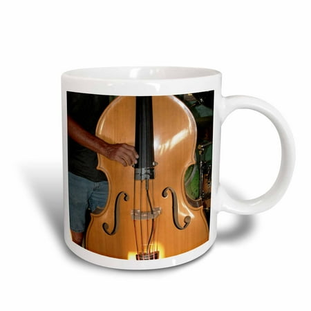3dRose upright bass with male hands, Ceramic Mug, 15-ounce