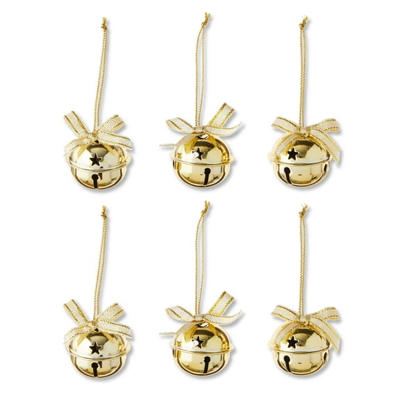 Gold Metal Mini Bell Christmas Ornaments, 6 Count, by Holiday Time