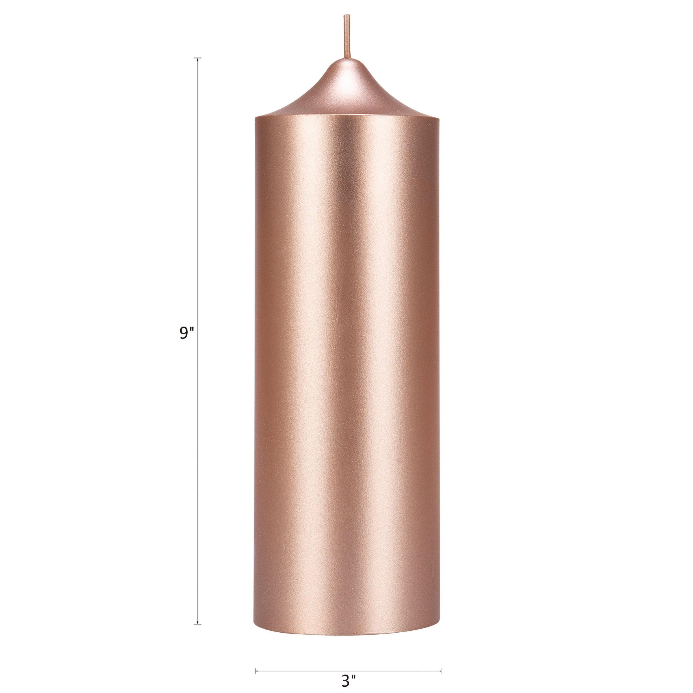Mega Candles 1 pc Unscented Rose Gold Dome Top Round Pillar Candle, Hand Poured Premium Wax Candles 3 Inch x 9 Inch, Home Décor, Wedding Receptions, Baby Showers, Birthdays, Celebrations, Party & More