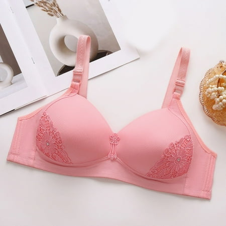 TrendVibe365 Womens Bralette Plus Size Floral No Wire Push up Bras Padded Triangle Adjustable Strap Corset Top Full Coverage Crop Cami Top Cute Lingerie Pink 52