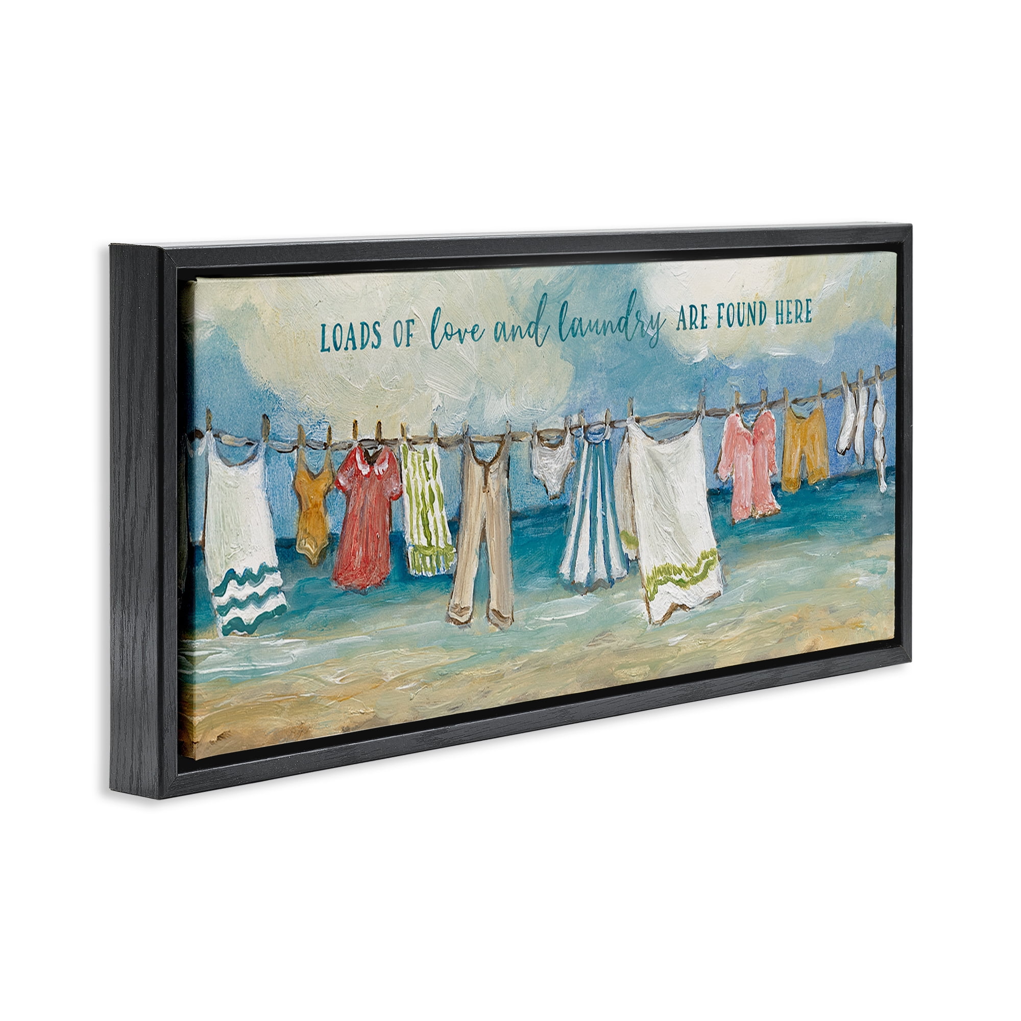 Stupell Industries Laundry By The Sea Black Framed Floater Canvas Wall Art, design by Charlene Olson