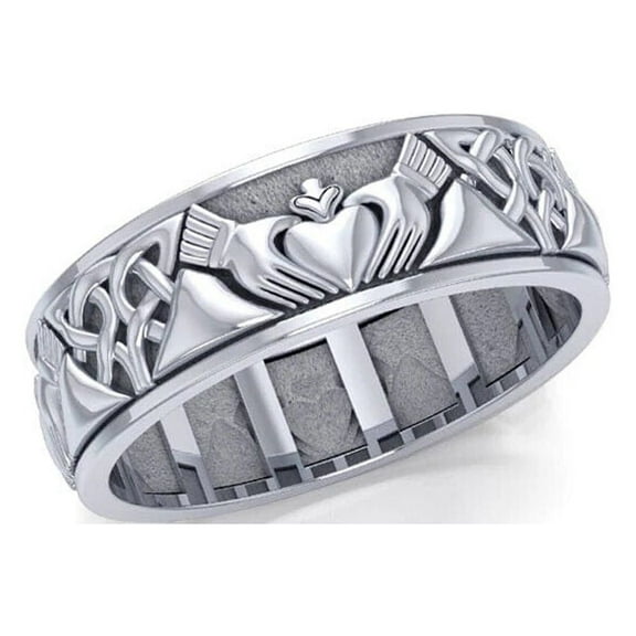 Irish Claddagh Spinner Ring 925 Sterling Silver Love Friendship Loyalty Jewelry