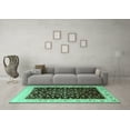 thumbnail image 3 of Ahgly Company Machine Washable Indoor Square Oriental Turquoise Blue Traditional Area Rugs, 4' Square, 3 of 4