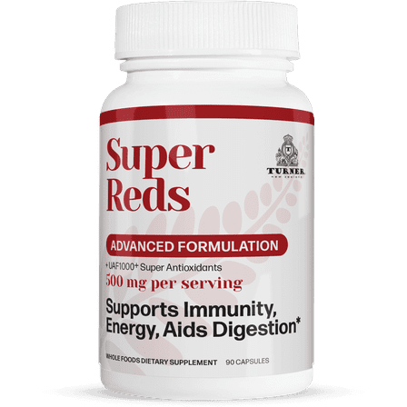 TURNER Super Reds Capsules, Antioxidants, Superfood Energy, Essential Veggies, 90 Pills, 1 Bottle