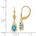 thumbnail image 4 of Primal Gold 14 Karat Yellow Gold 7x5mm Oval Blue Topaz Leverback Earrings, 4 of 4