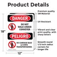 thumbnail image 2 of (2 Pack) Do Not Walk Under Conveyor Bilingual OSHA Danger Sign, 2 of 7
