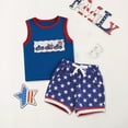 thumbnail image 2 of Sopiago Toddler Baby Boy 4th of July Outfits Sleeveless Truck Tank Top Shirt Stars Print Shorts Fourth of July Toddler Boy Clothes Set Blue,3-4 Years, 2 of 6