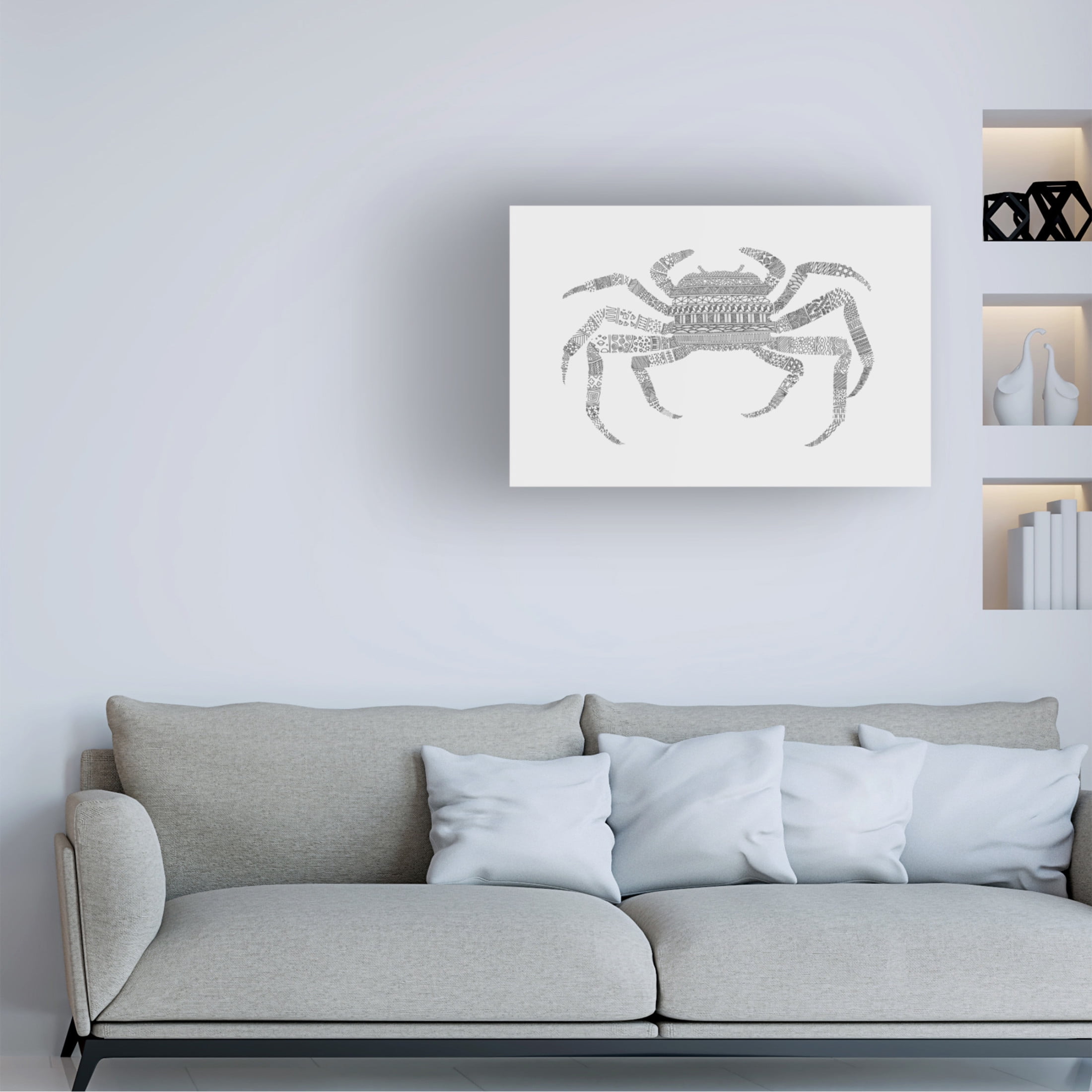 Trademark Fine Art Florent Bodart  Crab Grey Poster Grey Canvas Wall Art