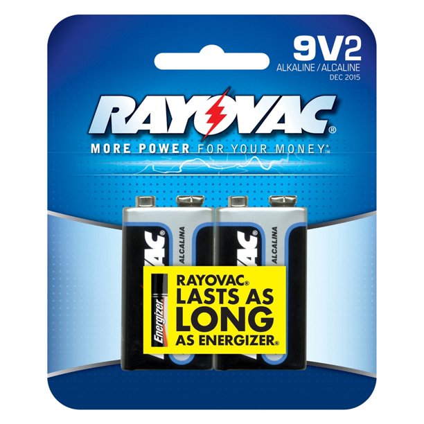 RAYOVAC A16042J ALKALINE 9 VOLT BATTERIES 2 PACK CARD