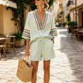 thumbnail image 2 of QGJZVUNL Two Piece Lounge Set for Women Boho Summer Outfits Loose V Neck Top and Shorts Vacation Clothes Size XL, 2 of 8