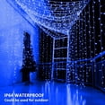 thumbnail image 3 of Morttic 9.9ft x 9.9ft 300 LED Fairy Curtain Lights, USB Plug in 8 Modes Fairy String Hanging Lights with Remote for Bedroom, Indoor, Outdoor, Weddings, Party, Decorations, Blue, 3 of 8