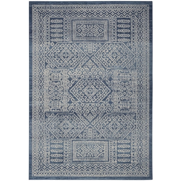Nourison Lillian Geometric Indoor Area Rug Navy Cream 5'3" x 7'3"
