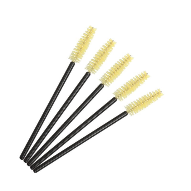 Xiao Hua 100 pinceles desechables para rímel de pestañas, extensiones de pestañas, cejas y maquillaje (varilla negra y cabezal amarillo)