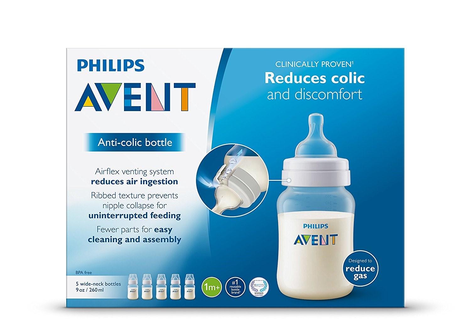 Philips Avent SCF403/57 Anticolic bottle Clear, 9oz 5pk