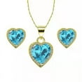 thumbnail image 2 of 24k Yellow Gold 1 Ct Heart Plated Blue Topaz Full Set Necklace by Paris Jewelry, 2 of 4