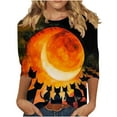 thumbnail image 2 of Quaouag Halloween Shirts for Women Witches Gather Party Tshirt Halloween Witches Graphic Tees Witches Full Moon Art Print Shirt, 2 of 5