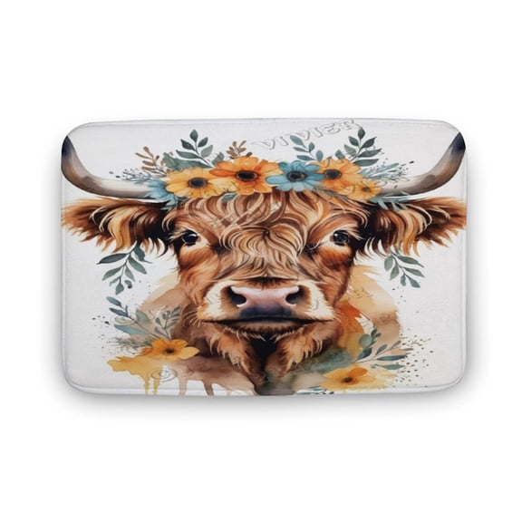 Floral Cow Bath Mat for Bathroom Non-Slip Soft Bath Rugs Funny Bathroom Shower Bath Mats Kitchen Floor Rugs 16"x24"