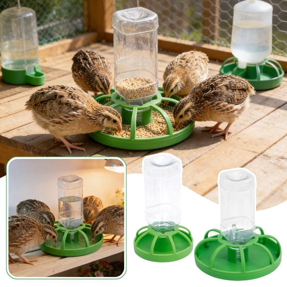 Large Capacity Quail Feeder and Waterer Set, Poultry Feed Dispenser for Small Animals Chicks, for Small Animals Easy Clean & Maintain A