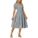thumbnail image 2 of Vestido de cuadros de mujer Inspire Chic con volantes, escote en V, decoración de botones, vestido midi fluido negro XS, 2 of 6