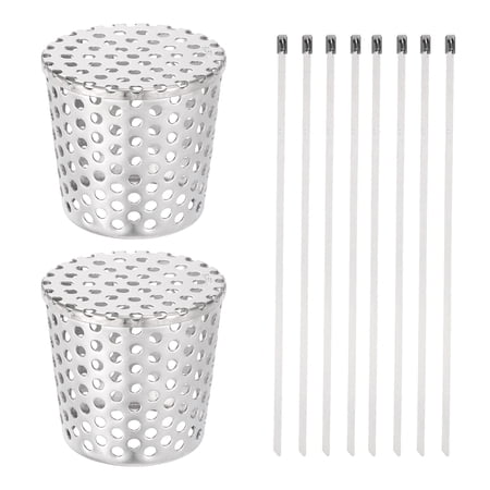 Uxcell 2Pcs Gutter Downspout Guard Filter 3 Inch Wide 304 Stainless Steel Gutter Downspout Mesh Screen with Cable Ties for Conical Exhaust Pipe Roof Vent Cover Strainer