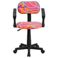 thumbnail image 4 of Chaise de bureau pivotante rose à imprimé tourbillon multicolore avec appuis-bras, 4 of 4
