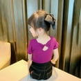 thumbnail image 5 of WhouRiu Little Girls Tshirts Back Bow Short Sleeve Tee Clothes Kids Loose Breathable Comfy Tops Purple,Sizes 5-6, 5 of 6