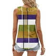 thumbnail image 4 of Women Color Block Casual Tank Tops Stripe Printed Blouses Ruffle Collar V Neck Camis Dressy Tunic Top Loose Comfy Summer Vest Trendy Going Out Streetwear Singlets, 4 of 6