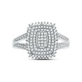 thumbnail image 2 of Diamond Princess 10kt White Gold Womens Round Diamond Rectangle Cluster Split-shank Ring 1/4 Cttw, 2 of 4