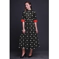 thumbnail image 4 of Bimba Robe à Manches Roulées pour Femmes à Imprimé Feuilles, Col Mandarin, Chemise Boutonnée - Moyen, 4 of 5