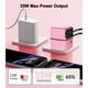thumbnail image 5 of Cargador de pared retráctil Gan 4 en 1 BLESSOURCE de 35 W, color rosa, 5 of 8