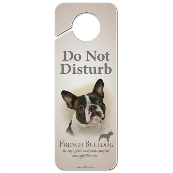 French Bulldog Dog Breed Plastic Door Knob Hanger Sign