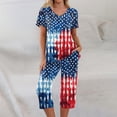 thumbnail image 6 of Womens 4th of July Pajama Sets Independece Day Patriotic Star Print Nightwears Short Sleeve Top and Capri Pants PJ Sets, 6 of 6