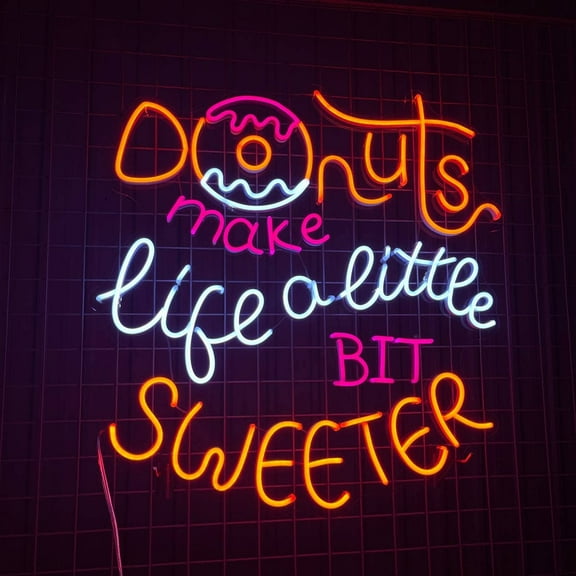 Craftnamesign Donut Make Life A Little Sweeter Neon Sign, Bakery Wall Art, Donut Shop Decoration