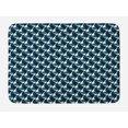 thumbnail image 1 of Abstract Bath Mat, Stripes Illustration in Blue Tones Composition of Geometric Elements, Non-Slip Plush Mat Bathroom Kitchen Laundry Room Decor, 29.5 X 17.5 Inches, Petrol Blue Black White, Ambesonne, 1 of 2