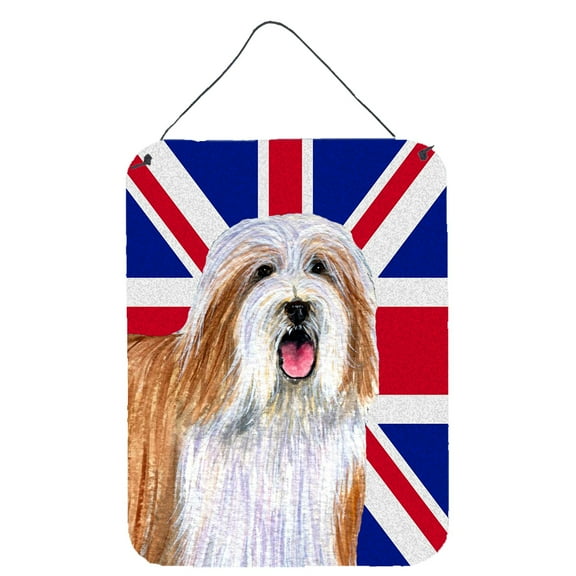 Carolines Treasures LH9482DS1216 Bearded Collie with English Union Jack British Flag Wall or Door Hanging Prints 12WX16H
