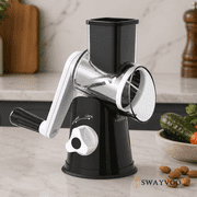 Swayvoo Rotary Grater 3 Blade Cheese Grater, Mandoline Vegetable Chopper, Cheese Shredder, Rotating Drum Grater Black