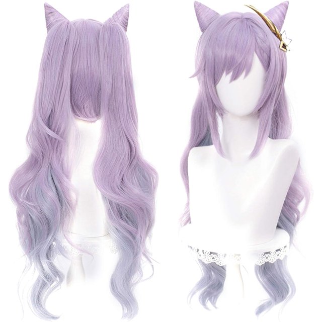 Peluca de cosplay degradada morada para juego Genshin Impact Lolita Gradient Party Harajuku Hair