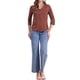 thumbnail image 2 of BLUSA INSPIRADA CHIC para Mujeres, Cuello en V, Mangas 3/4, Estampado de Lunares y Corazones, Top Frontal con Botones, Marrón S, 2 of 6
