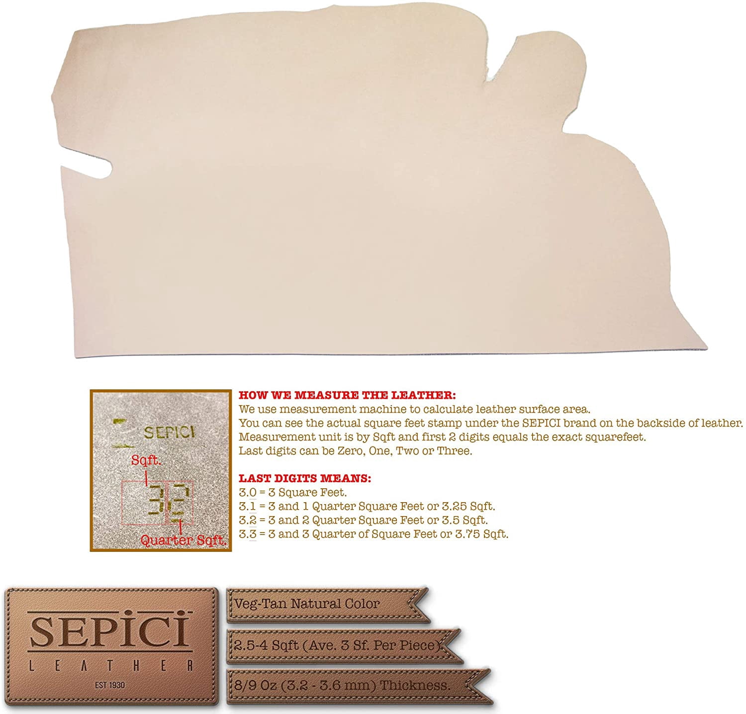 Full Grain Veg Tan Single & Double Shoulder's (Craftsman Grade) by Sepici (2.5-4 ft -Single Shoulder)