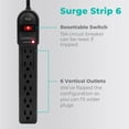 thumbnail image 2 of KMC Surge Protector Power Strip, 6-Outlet, 2-Pack, 4 ft Extension Cord, 900 Joules, Black, 2 of 10