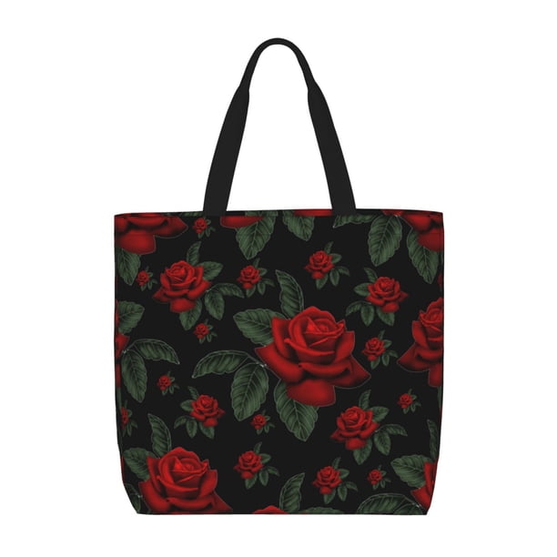 Easygdp Roses Bolsa Tote para Mujer, Bolso de Hombro para Trabajo, Playa, Viajes, Compras y Supermercado