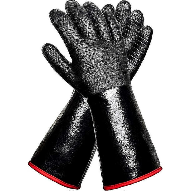 Extended Arm Protection Barbecue Grilling Gloves, Flame Resistant Non-Slip Heat-Proof Silicone, Cooking Gloves for Baking, Grilling, Welding (14
