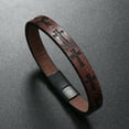 thumbnail image 2 of Alloy Leather Bracelet Men's Printed Cross Magnetic Buckle Bracelet, 2 of 2