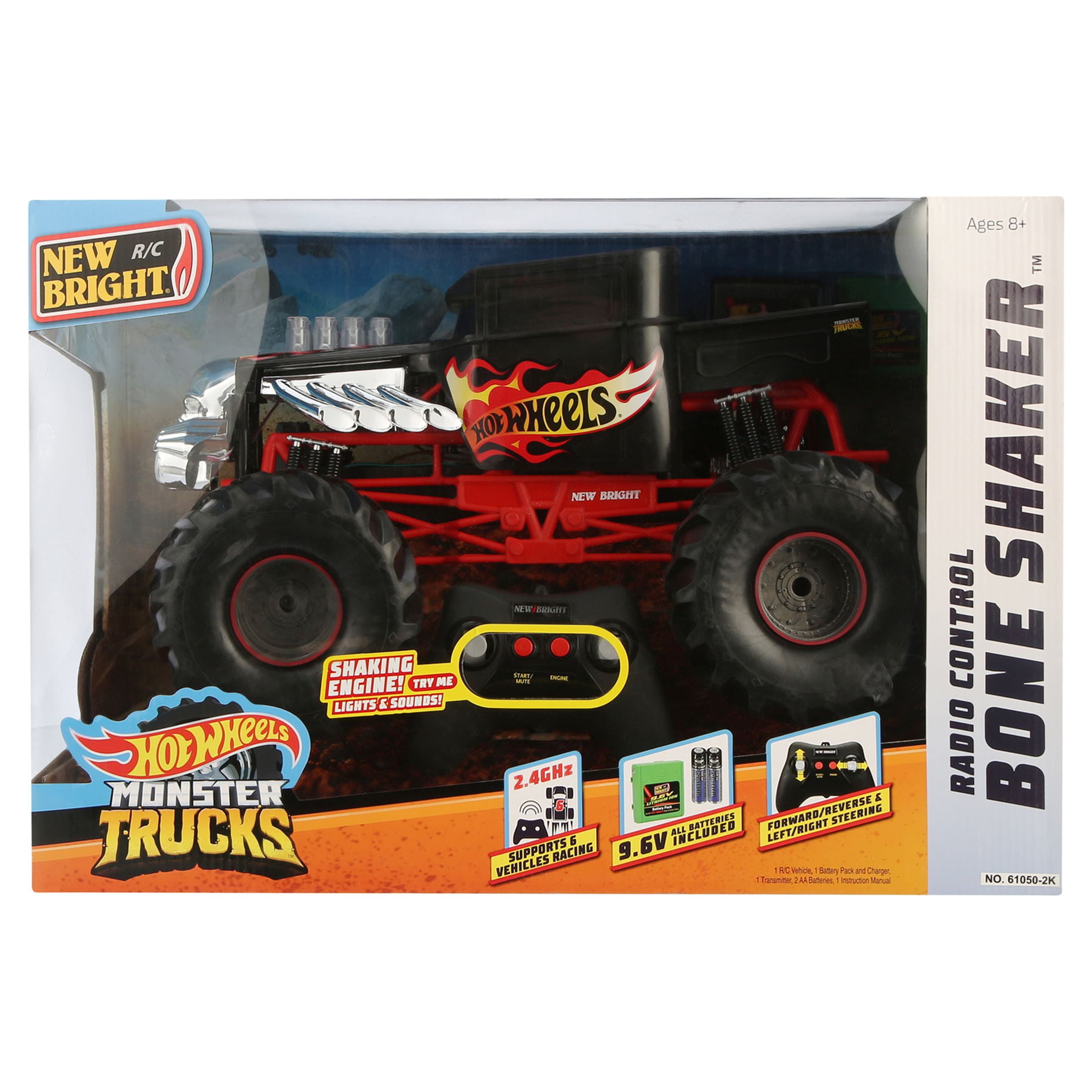 New Bright RC Bone Shaker Hot Wheels Monster Truck Scale 1:24, New, Damaged  Box